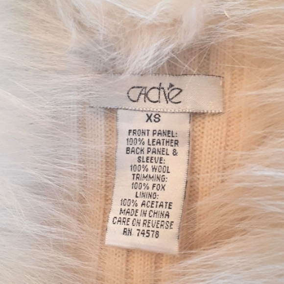 Vintage Ladies leather & wool/fox fur jacket sz XS..from store Cache,, NEW - Picture 2 of 14